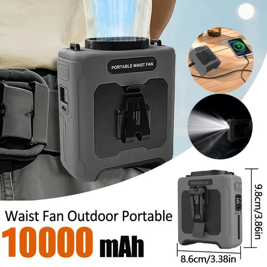 Portable Waist Fan With Power Bank And LED Light