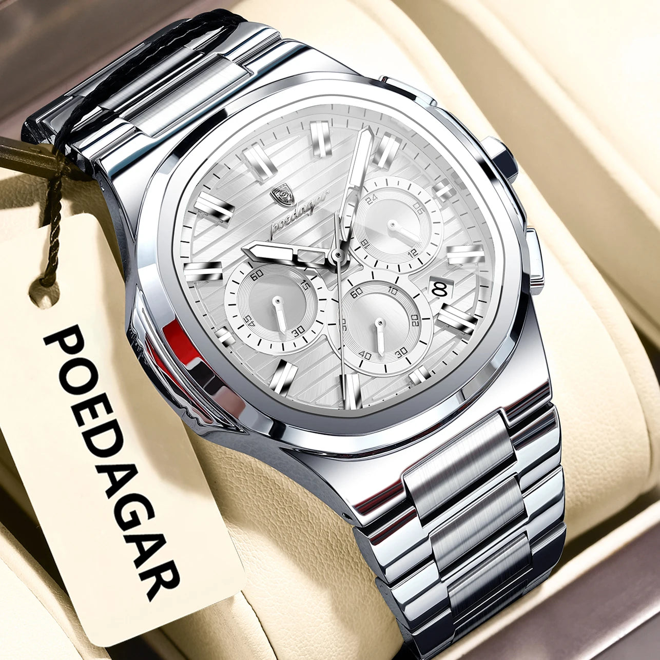 Men’s Stainless Steel Chronograph Watch With Date