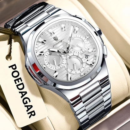 Men’s Stainless Steel Chronograph Watch With Date