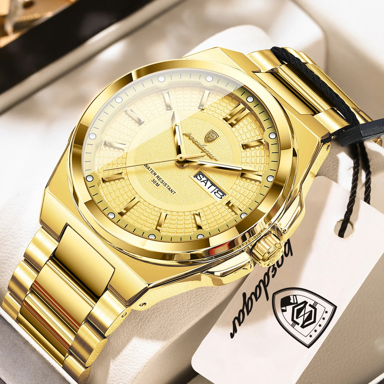 Men's Stainless Steel Quartz Watch – Date & Week Display