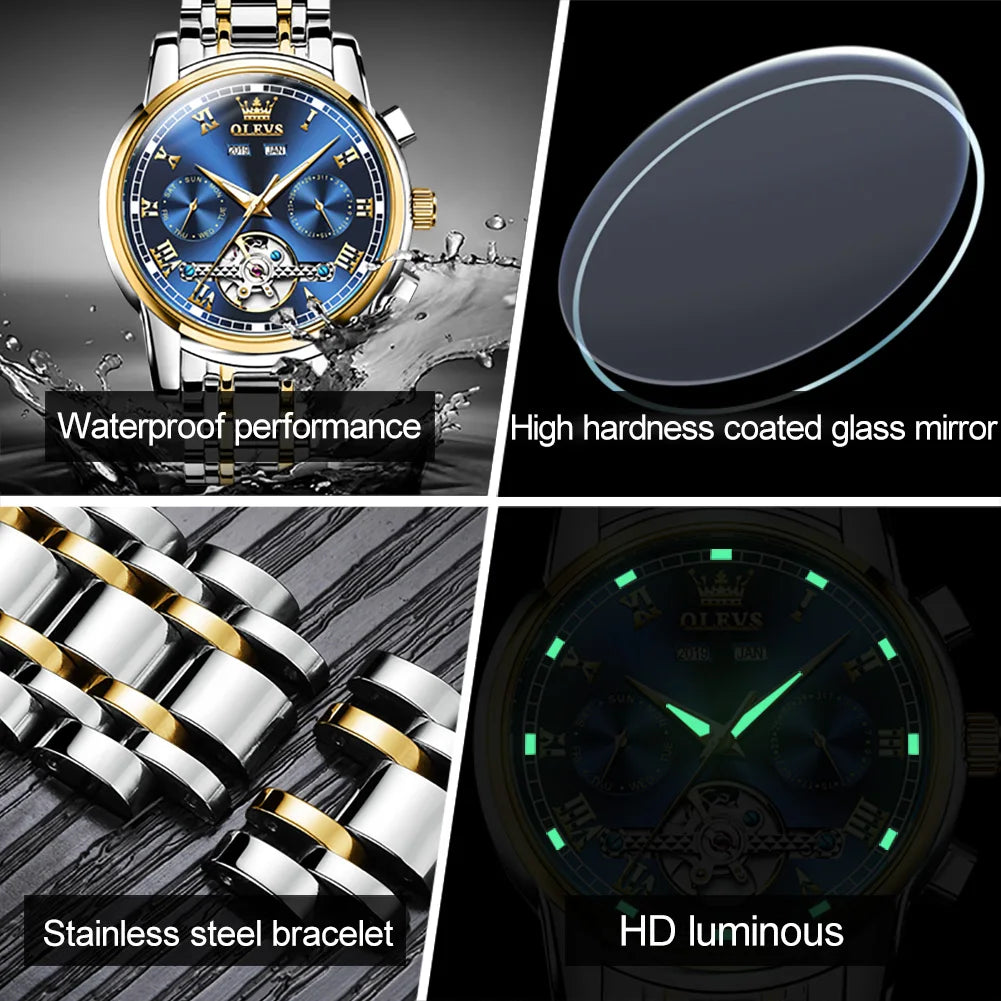 Men's Automatic Skeleton Watch With Stainless Steel Band