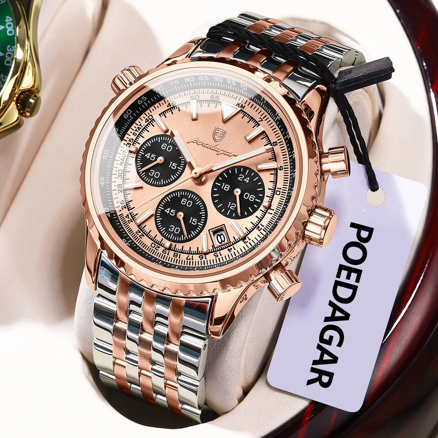 Men's Stainless Steel Chronograph Watch With Date