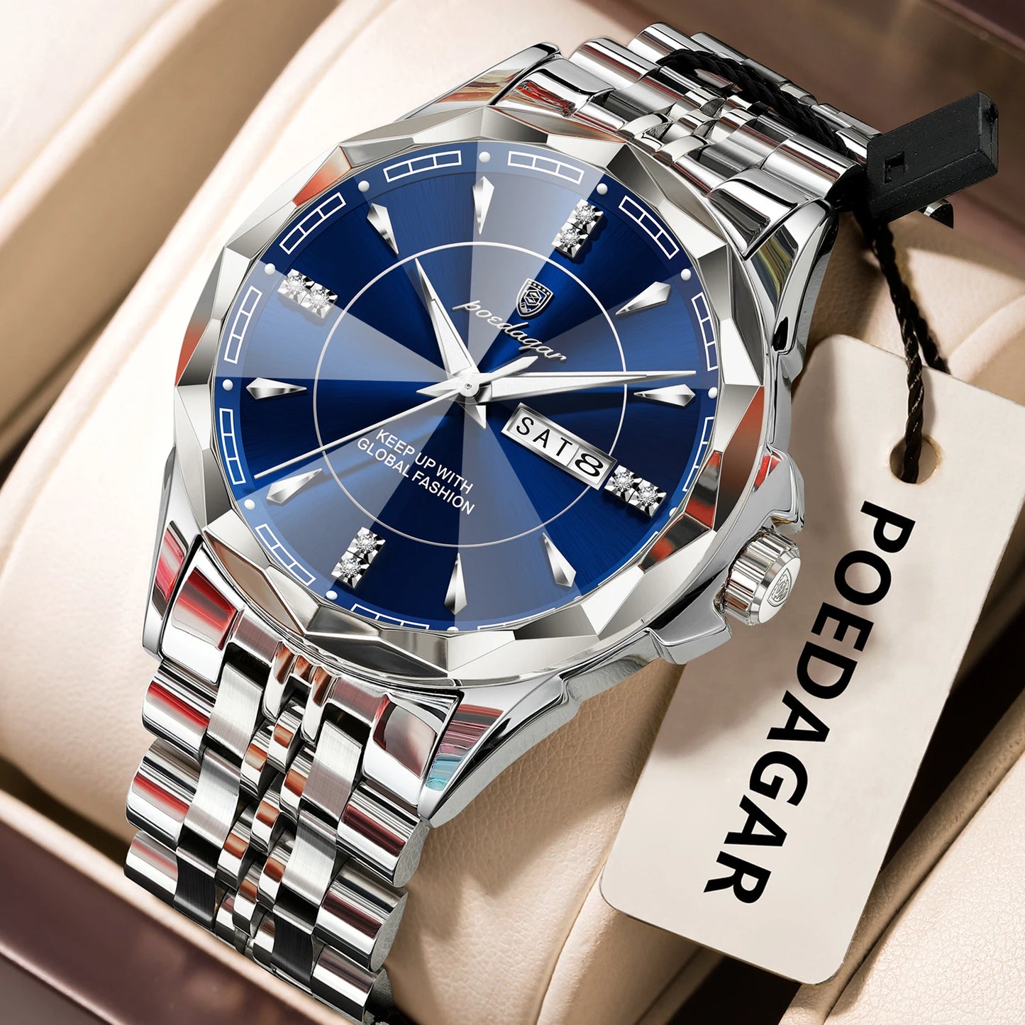 Men’s Stainless Steel Quartz Watch – Luminous, 3Bar