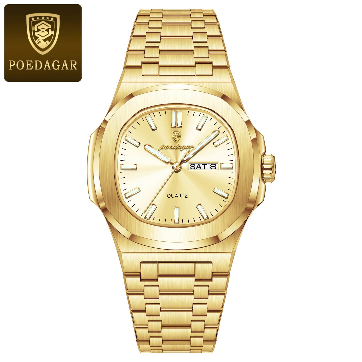 Men's Square Stainless Steel Watch – Waterproof & Luminous