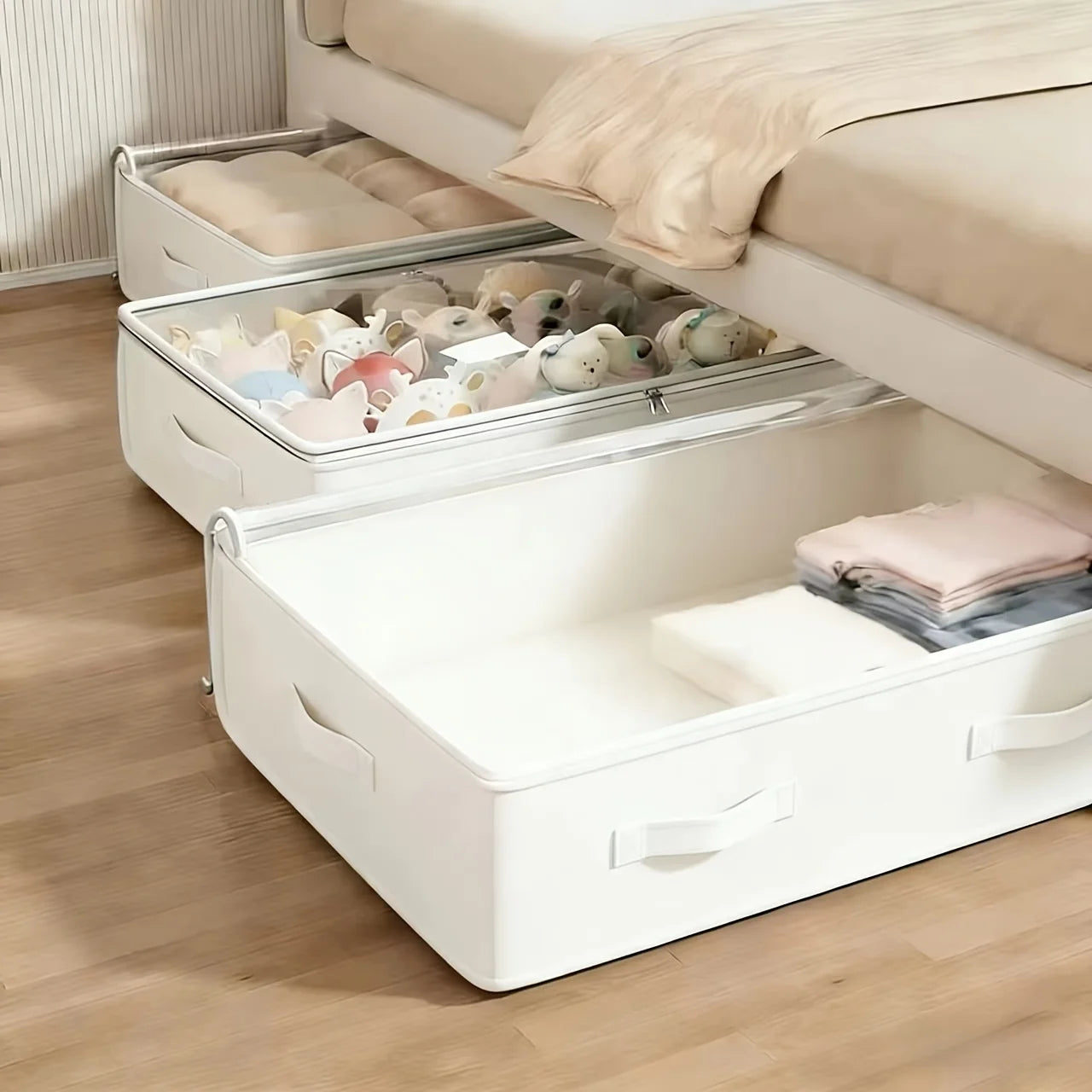 Foldable Underbed Storage Boxes with Flip Top Lid