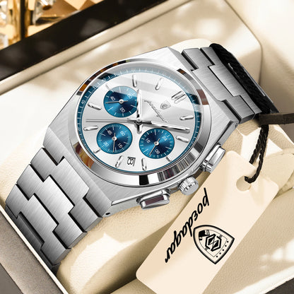 Men's Stainless Steel Chronograph Watch – Luminous, 3ATM
