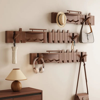 Foldable Solid Wood Piano Wall Coat Rack for Entryway