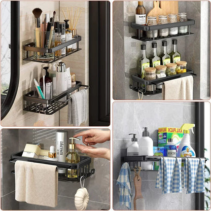 Aluminum Bathroom Shower Shelf No-Drill Shampoo Rack