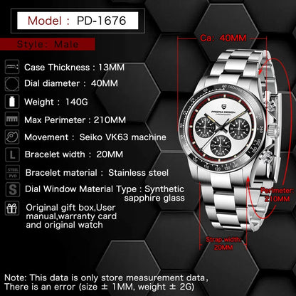 Men’s Luxury Chronograph Quartz Watch 100 m Waterproof