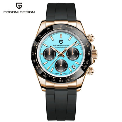 Men’s Sapphire Chronograph Watch With Rubber Strap