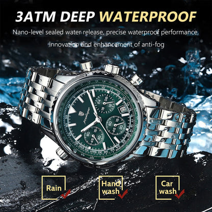 Men's Stainless Steel Chronograph Watch With Date