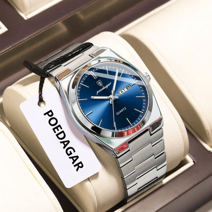 Men's Stainless Steel Quartz Watch With Date & Week