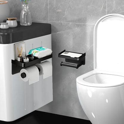 Aluminum Toilet Paper Holder With Shelf Phone Stand