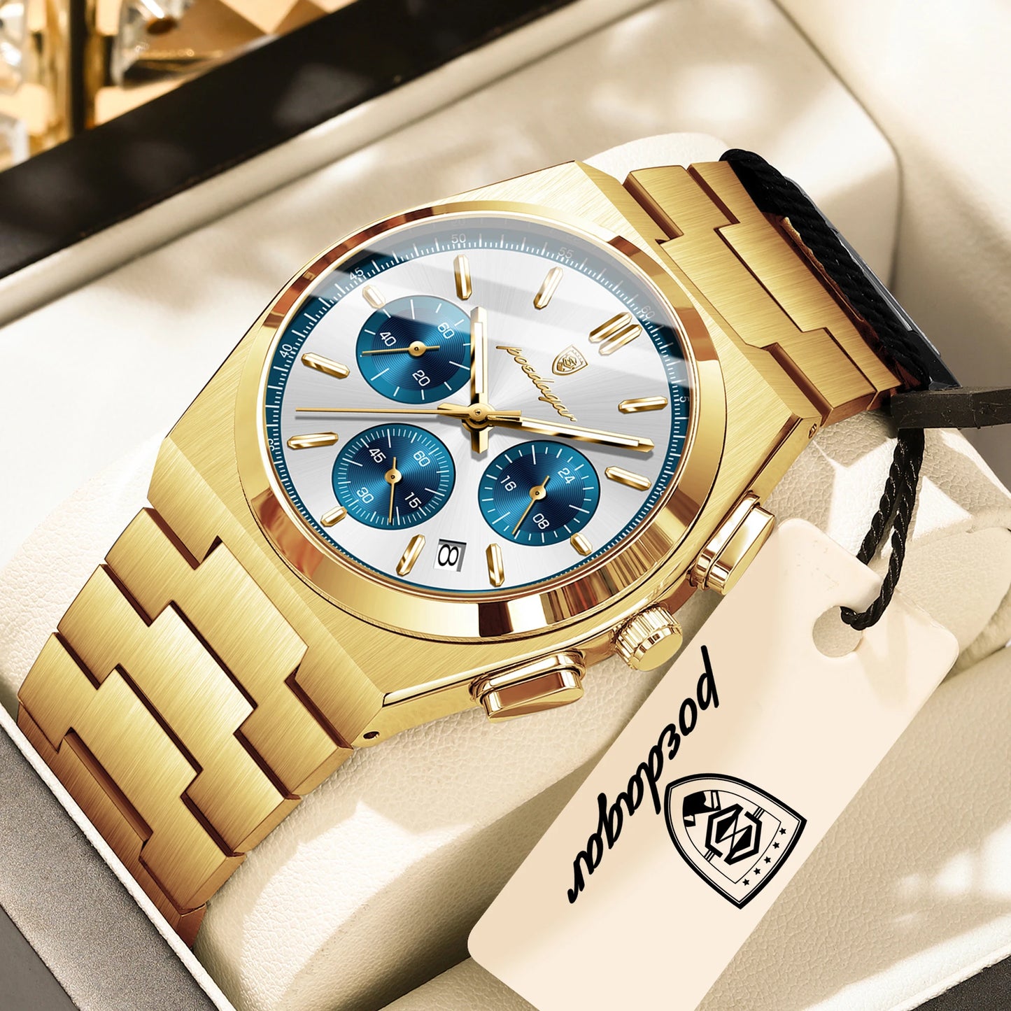 Men's Stainless Steel Chronograph Watch – Luminous, 3ATM