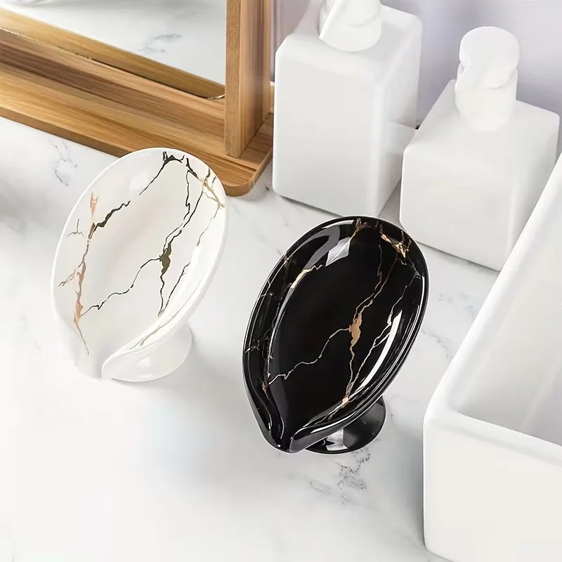 Ceramic Leaf Soap Dish With Self-Draining Design