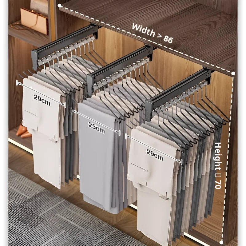 Adjustable Pull-Out Wardrobe Clothes Rail For Trousers