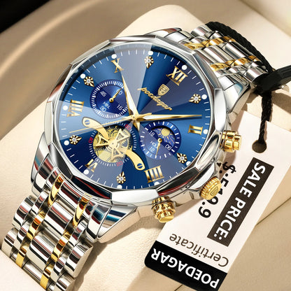 Men's Stainless Steel Chronograph Watch With Luminous Dial