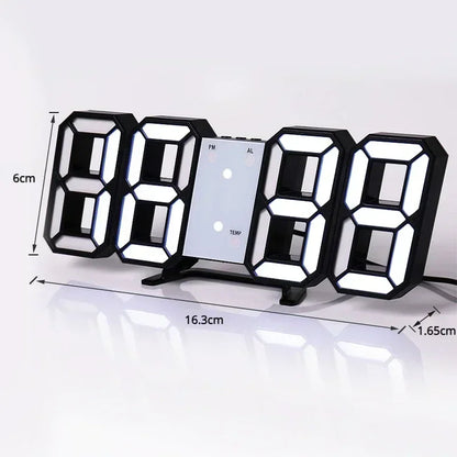 3D LED Digital Wall Clock With Adjustable Brightness