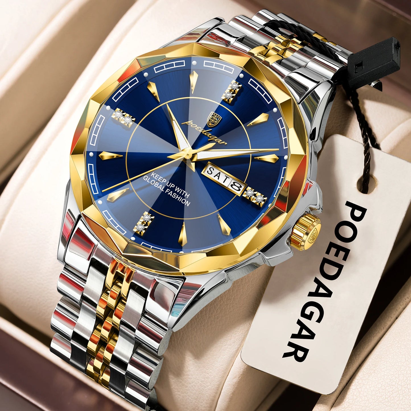 Men’s Stainless Steel Quartz Watch – Luminous, 3Bar
