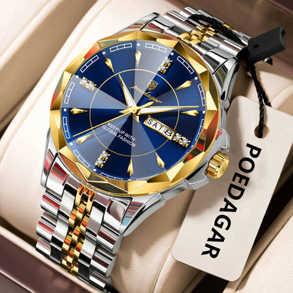 Men’s Stainless Steel Quartz Watch – Luminous, 3Bar
