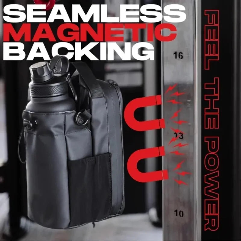 Magnetic Gym Bag Bottle Holder With Phone Pocket