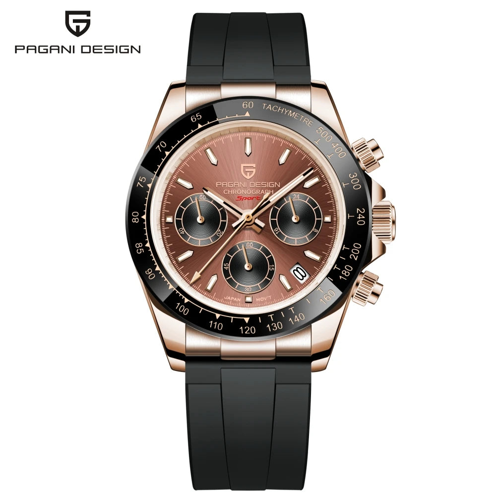 Men’s Sapphire Chronograph Watch With Rubber Strap