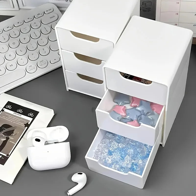 3-Tier Plastic Desk Organizer With Drawers For Storage