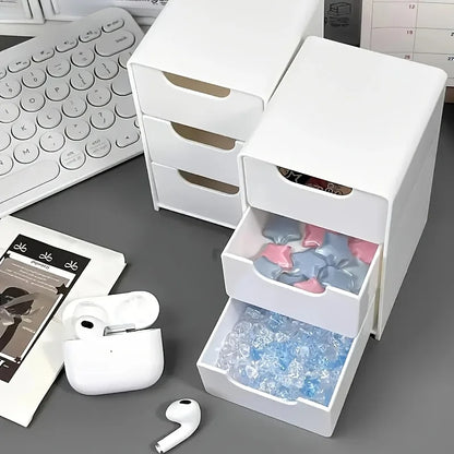 3-Tier Plastic Desk Organizer With Drawers For Storage