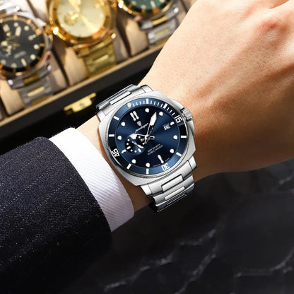 Men’s Stainless Steel Sports Watch – Luminous, 3Bar Water Resistant