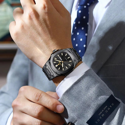 Men's Square Stainless Steel Watch – Waterproof & Luminous
