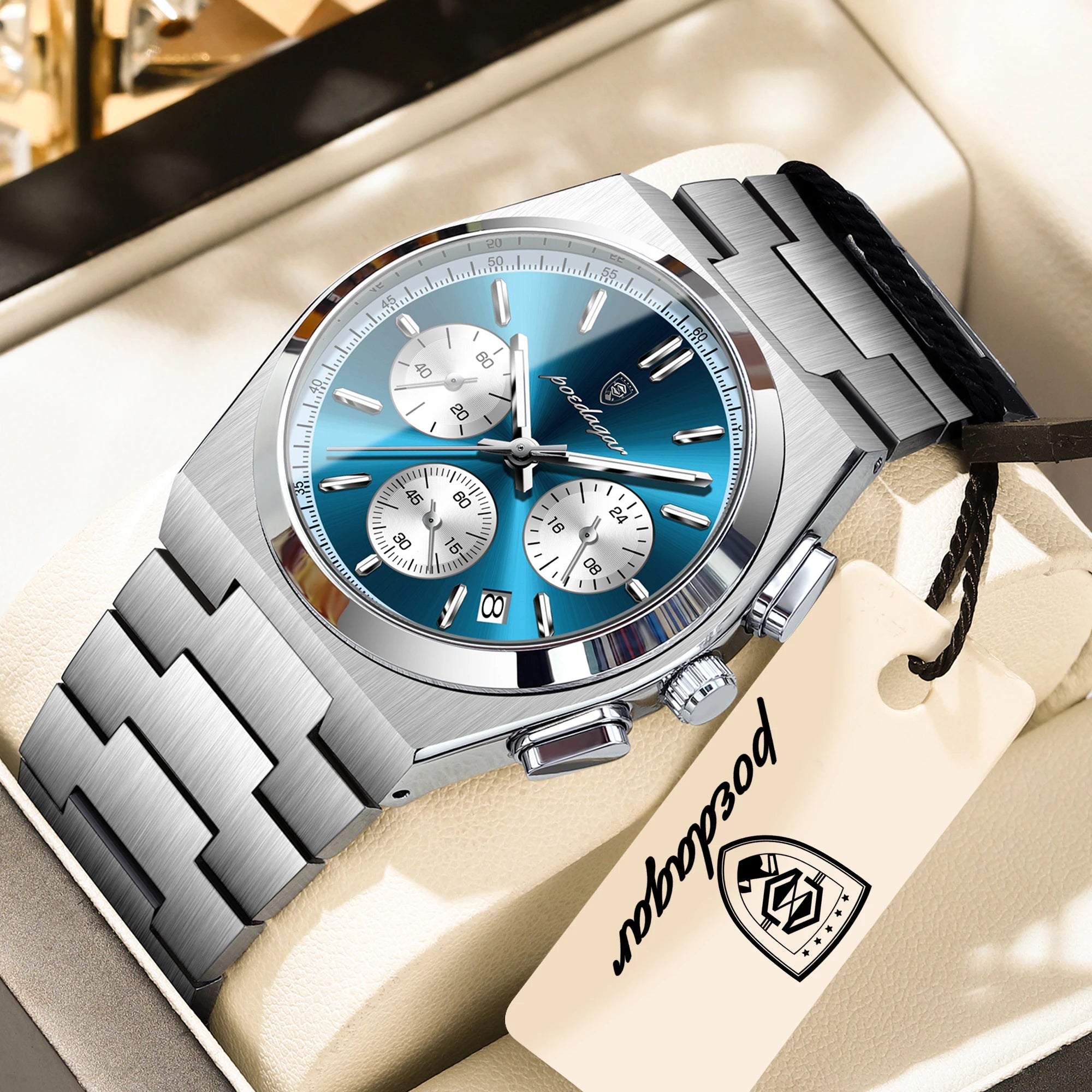 Men's Stainless Steel Chronograph Watch – Luminous, 3ATM