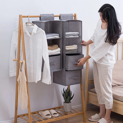 Cotton Linen Hanging Wardrobe Organizer Shelf
