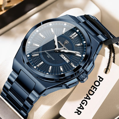 Men’s Stainless Steel Quartz Watch – Luminous & 3Bar