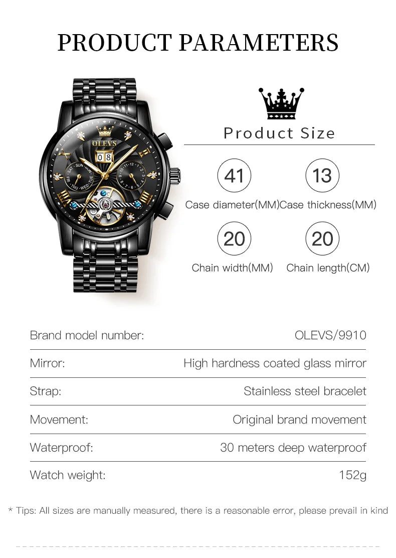 Men’s Automatic Tourbillon Luxury Mechanical Watch