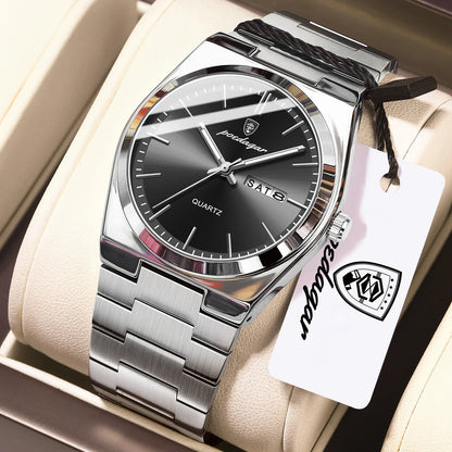 Men’s Stainless Steel Quartz Watch – Luminous & 3Bar Water Resistant