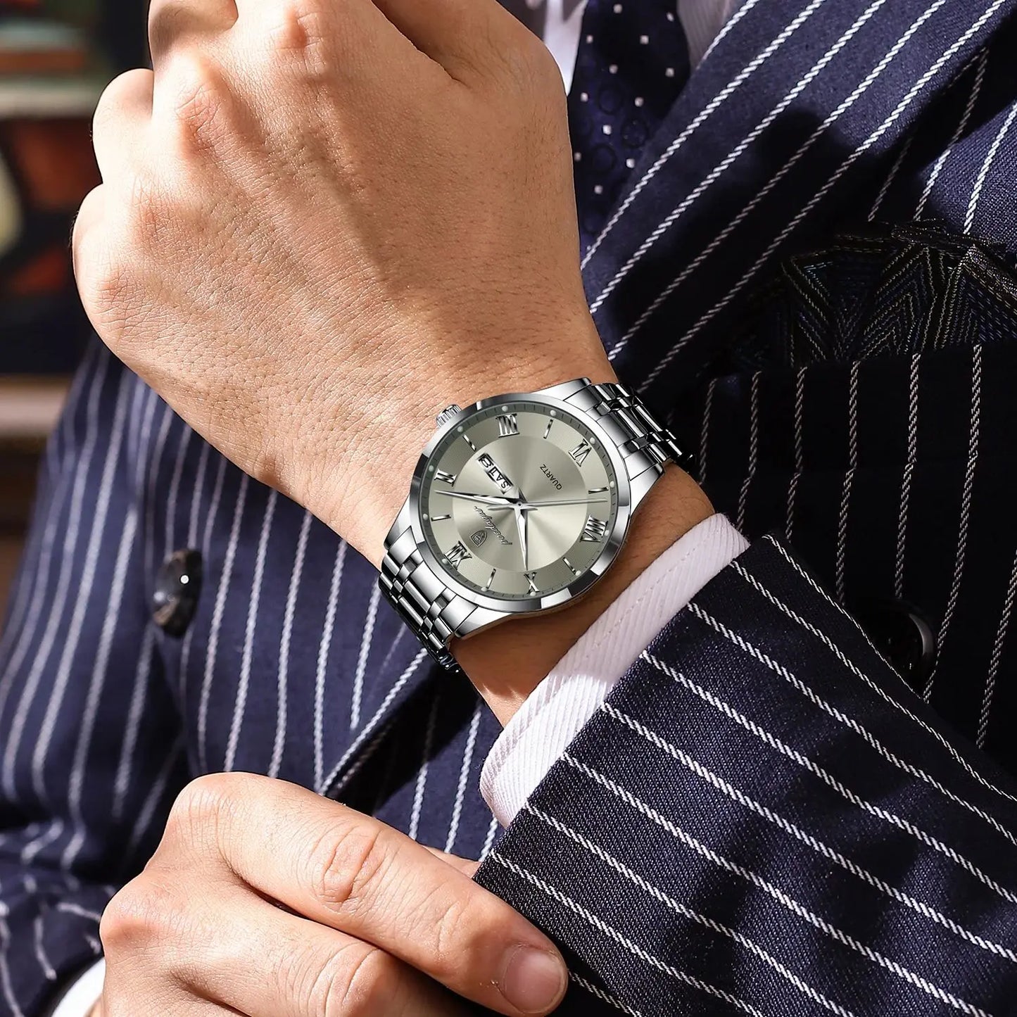 Men’s Stainless Steel Quartz Watch With Date Display