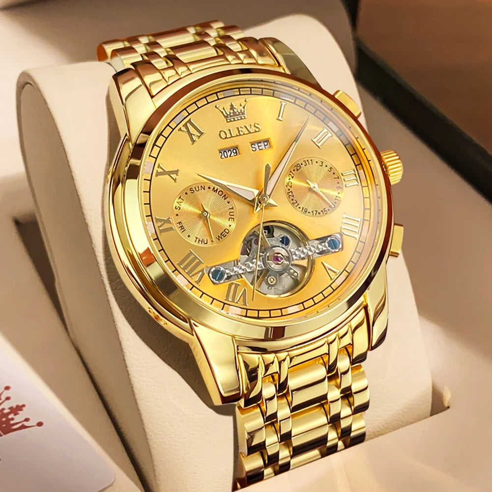 Men's Automatic Skeleton Watch With Stainless Steel Band
