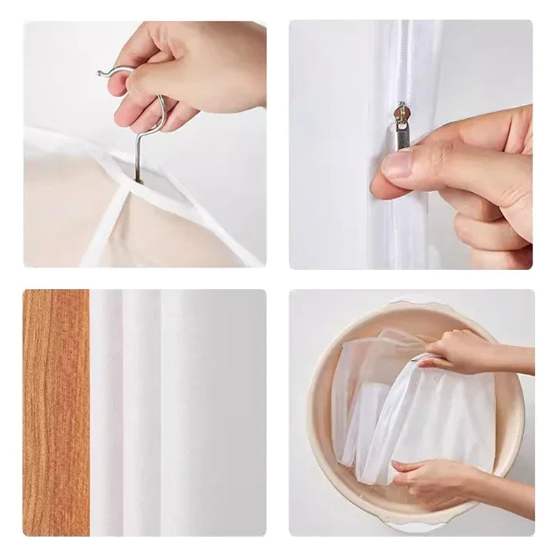 Transparent Garment Bag with Zipper – Dustproof Clothing Cover