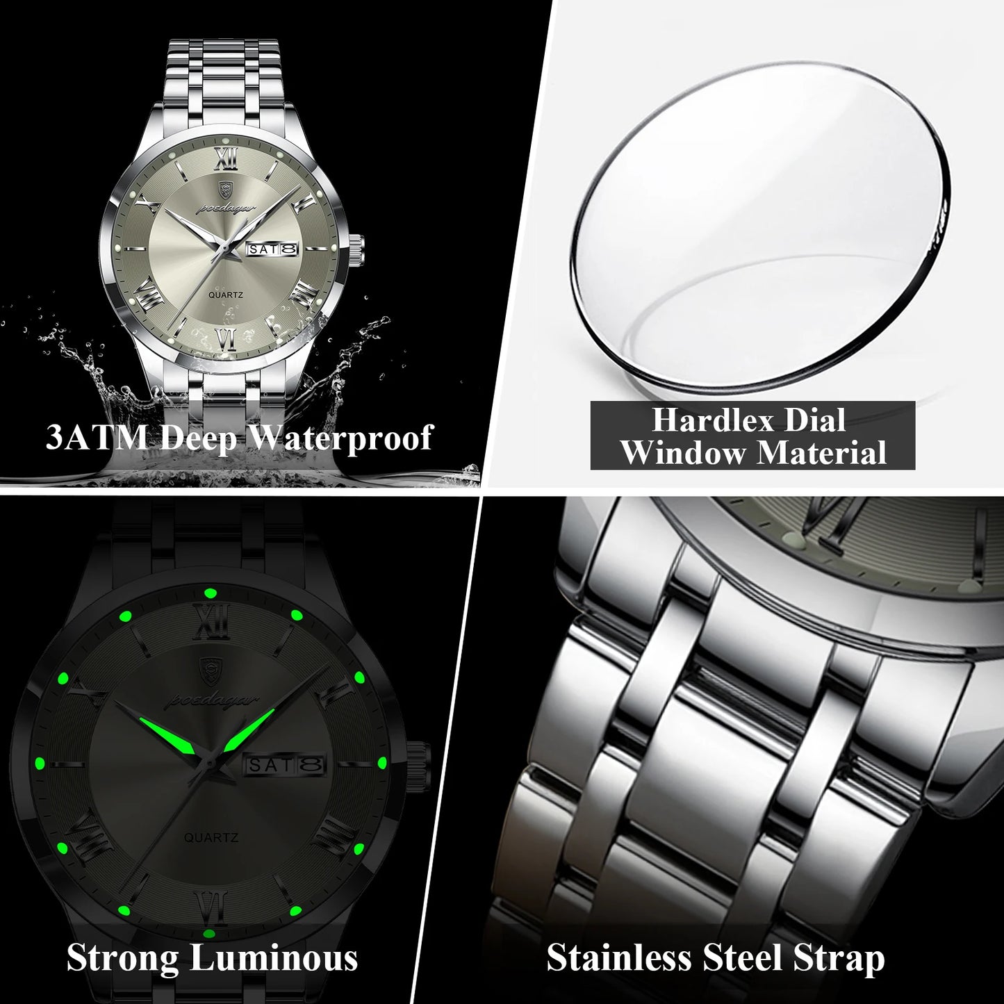 Men’s Stainless Steel Quartz Watch With Date Display
