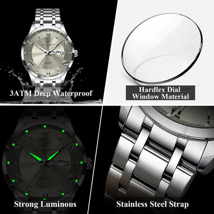Men’s Stainless Steel Quartz Watch With Date Display