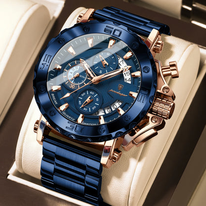 Men’s Stainless Steel Chronograph Watch With Calendar