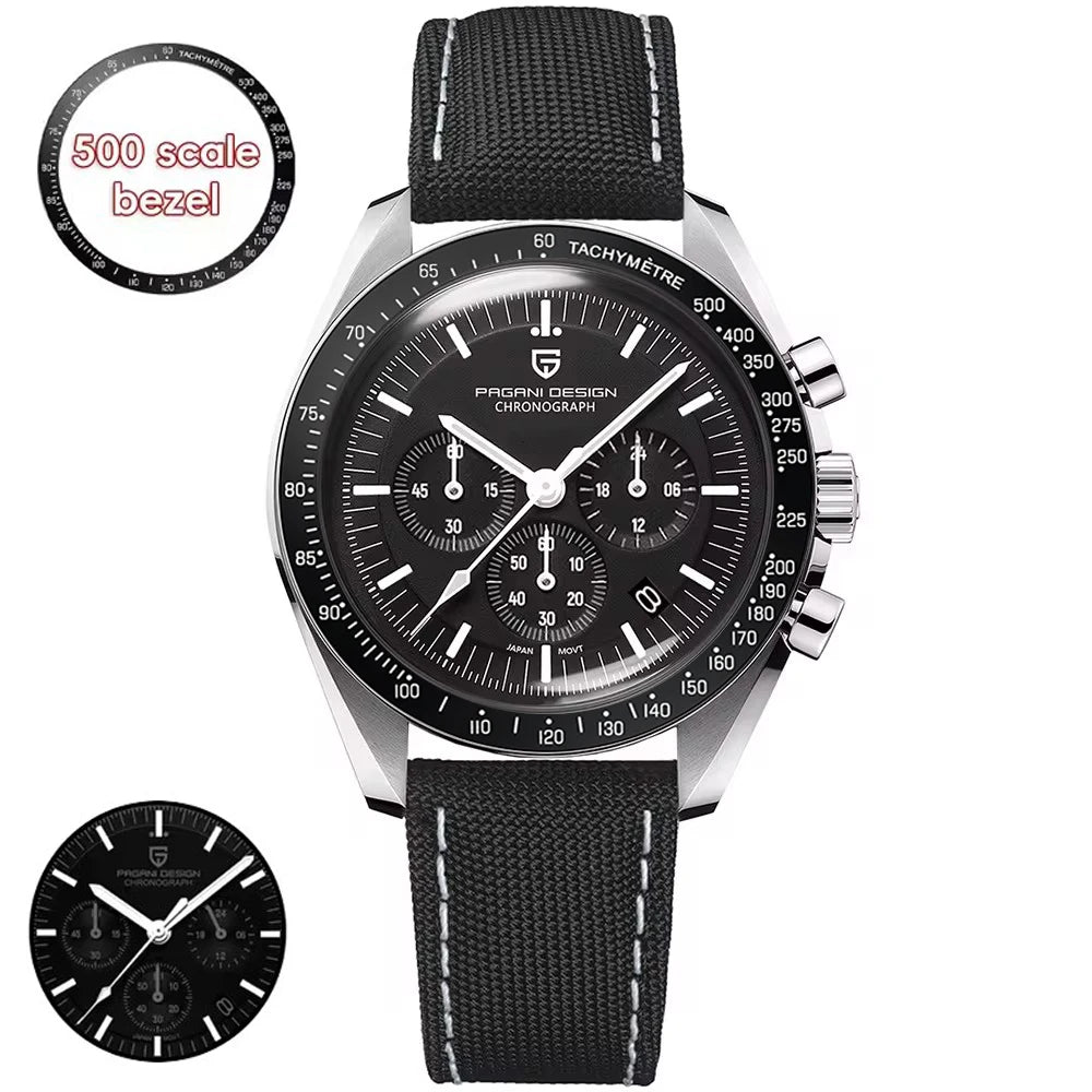 Men's Moon Chronograph Watch Quartz With Sapphire Glass