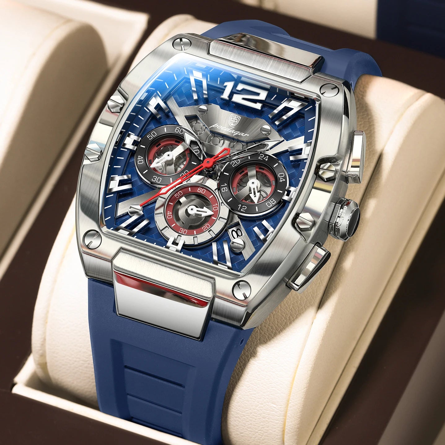 Men's Chronograph Quartz Watch With Silicone Strap
