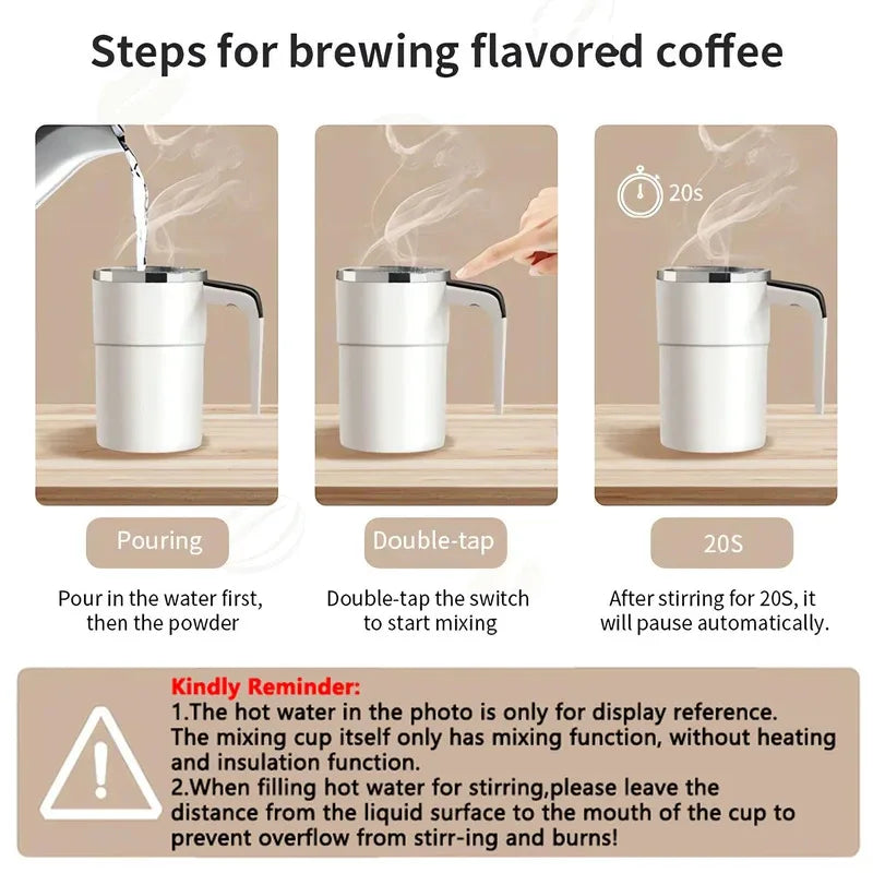 Electric Self-Stirring Coffee Mug 380 ml – IP67 Waterproof