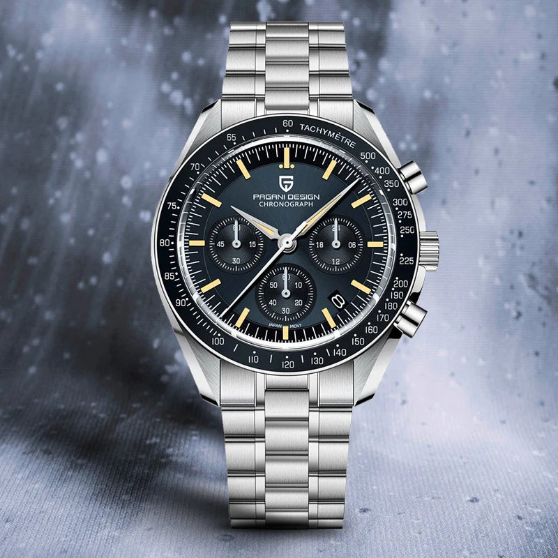 Men’s Stainless Steel Moonphase Chronograph Watch