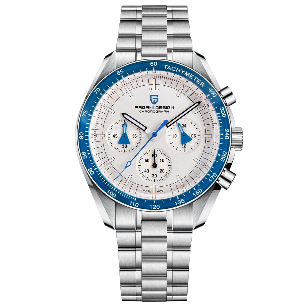 Men's Quartz Chronograph Watch Sapphire 100M Waterproof