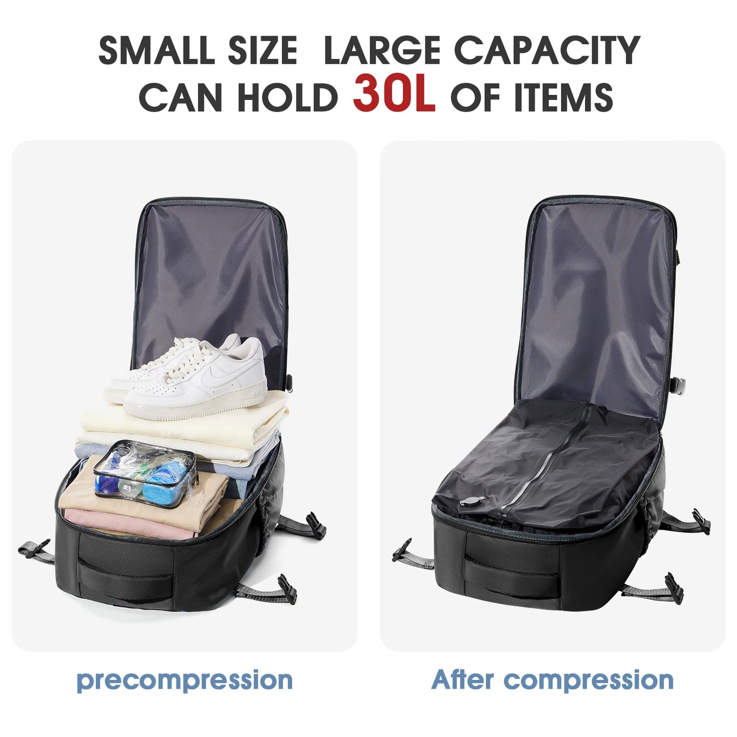 Expandable Vacuum Travel Backpack With Laptop Compartment