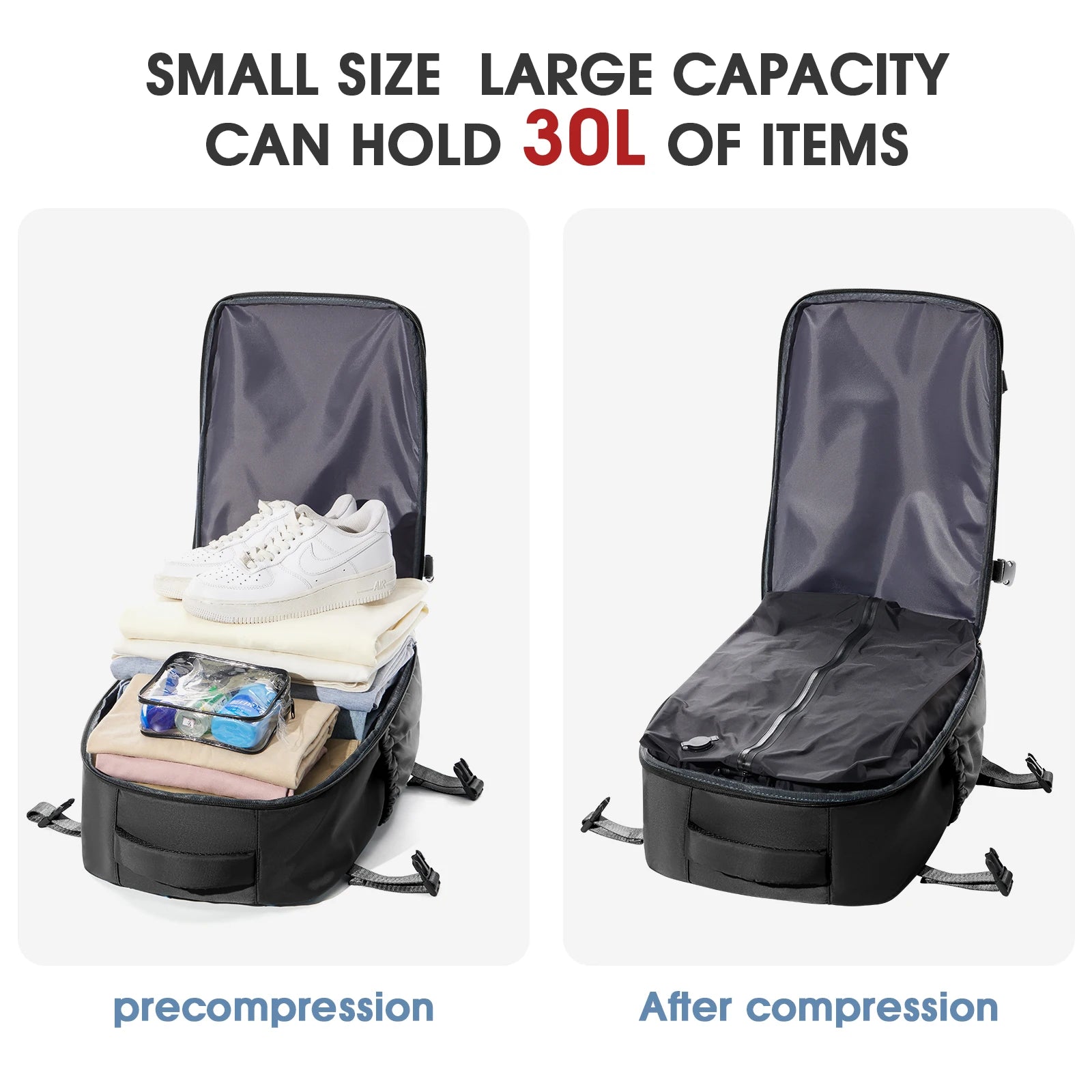 Expandable Vacuum Travel Backpack With Laptop Compartment