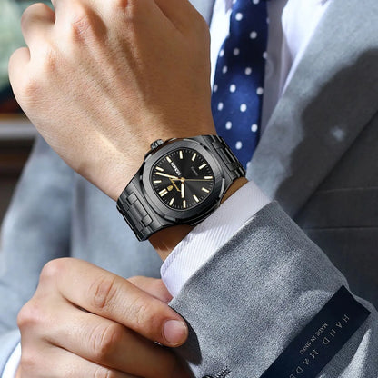 Square Stainless Steel Men’s Watch – Luminous & Date