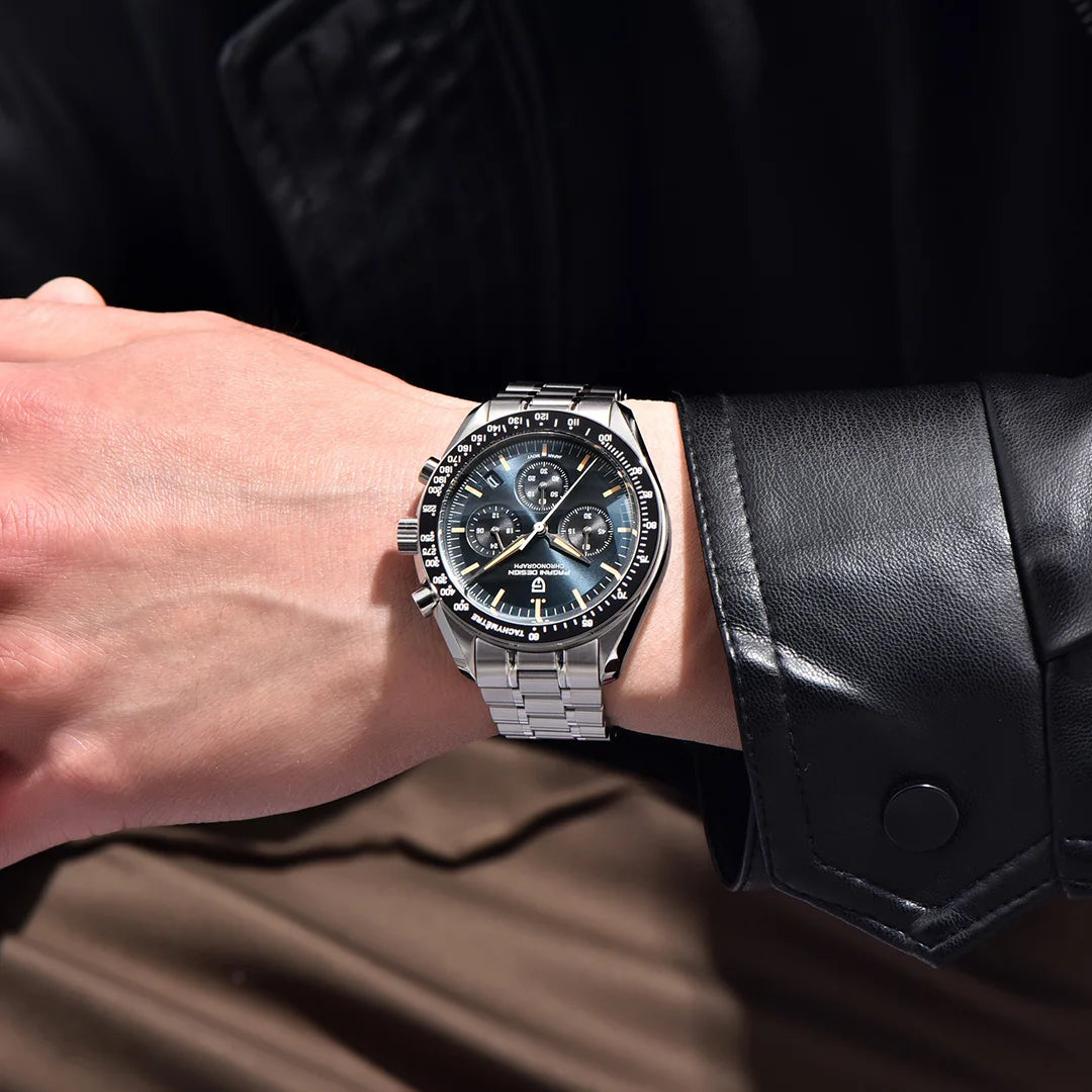 Men’s Stainless Steel Moonphase Chronograph Watch